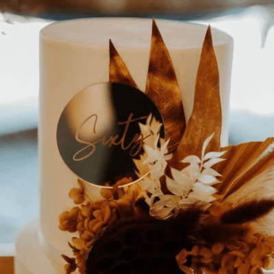 Engraved disc cake topper