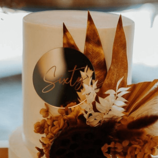 Engraved disc cake topper