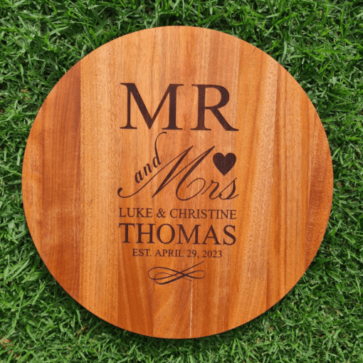Large Round personalised wedding cheeseboard