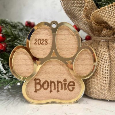 Paw print double layered christmas ornament