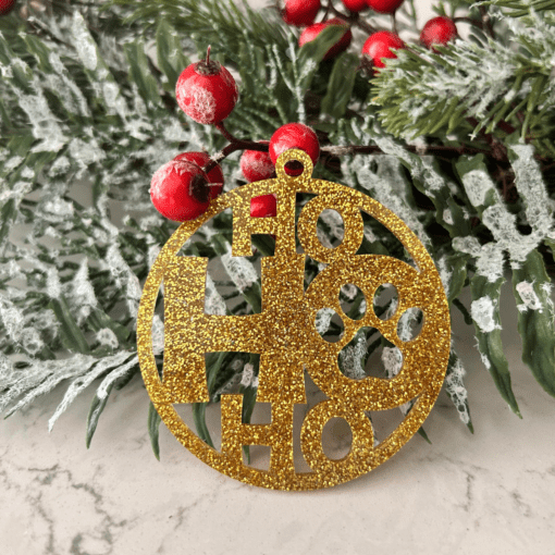 HO HO HO ornament with paw print