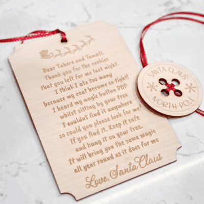 Santa's lost button and personalised note