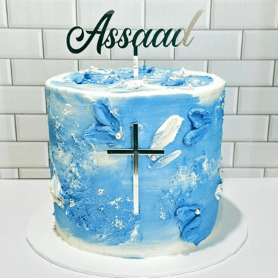 Personalised cake topper set with cross