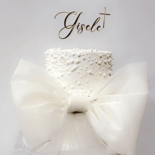 Floating personalised topper with cross