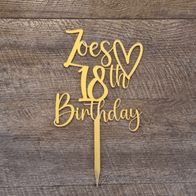 Birthday cake topper with heart