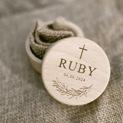 Religious rosary bead box