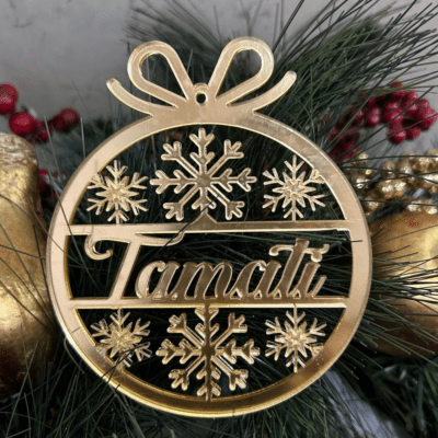 Personalised Christmas bauble with snowflakes