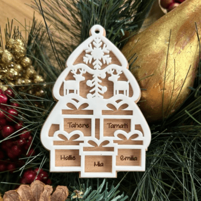 Christmas tree with presents personalised ornament