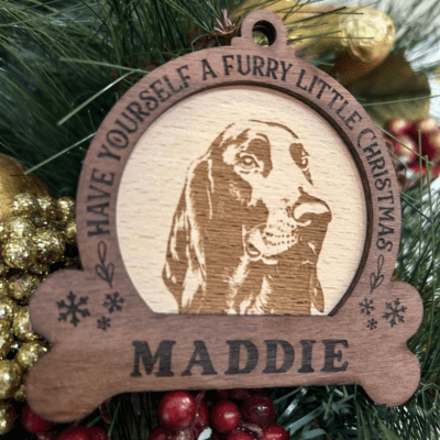 Timber pet engraved ornament